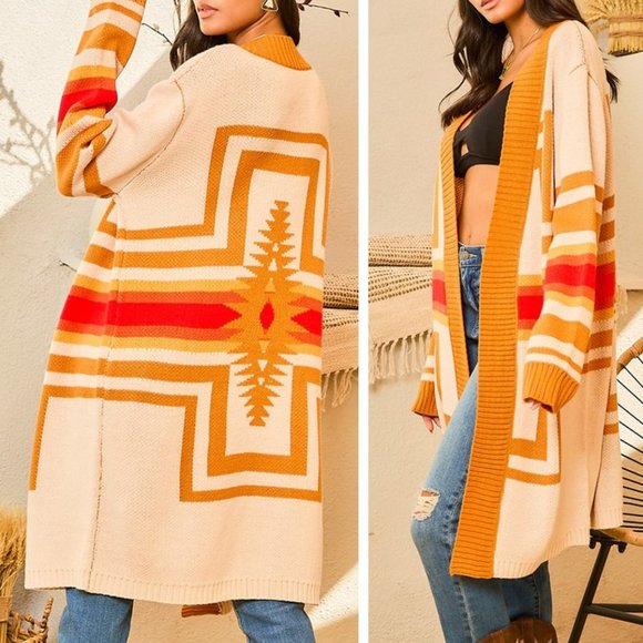 New Native Tribal Western Cardigan Sweater - Picture 6 of 9